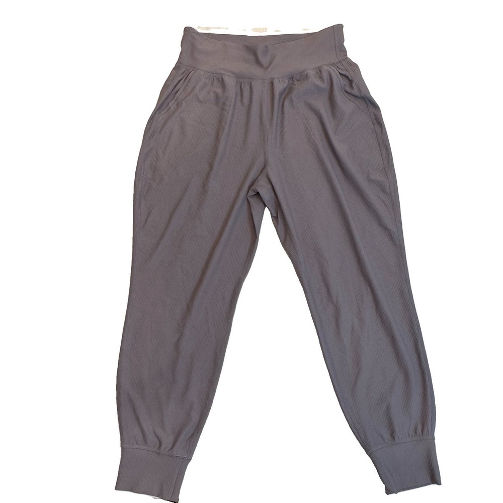 Old Navy PowerSoft Go-Dry High Rise Joggers Purple Grey Ribbed Size L